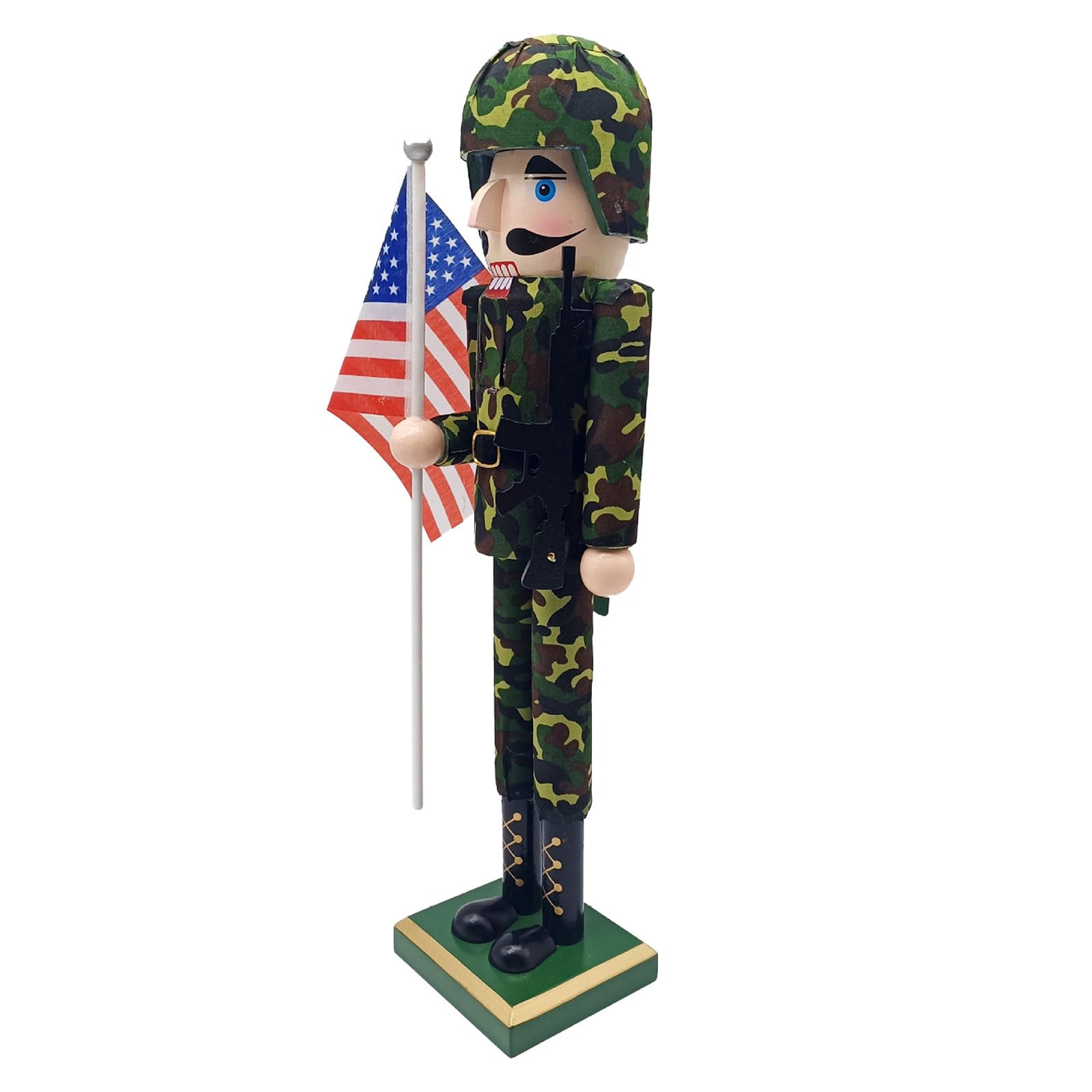 Toyvian Figura de Cascanueces con Bandera Estadounidense de Madera