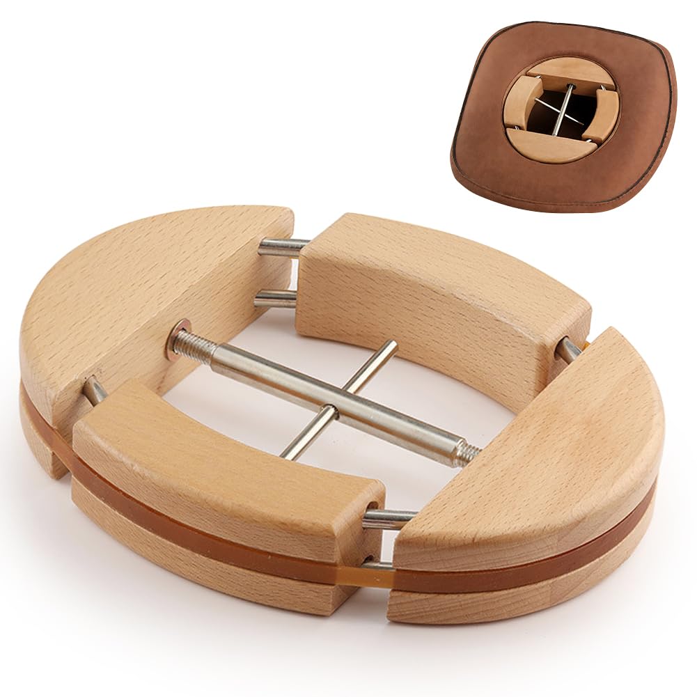 FARYODI Chapeau stretch, chapeau extensible à quatre voies, chapeau en bois pour adultes, en bois d'hêtre pour différentes tailles, la vis avec la poignée est facile à étirer, bois argenté 4 voies