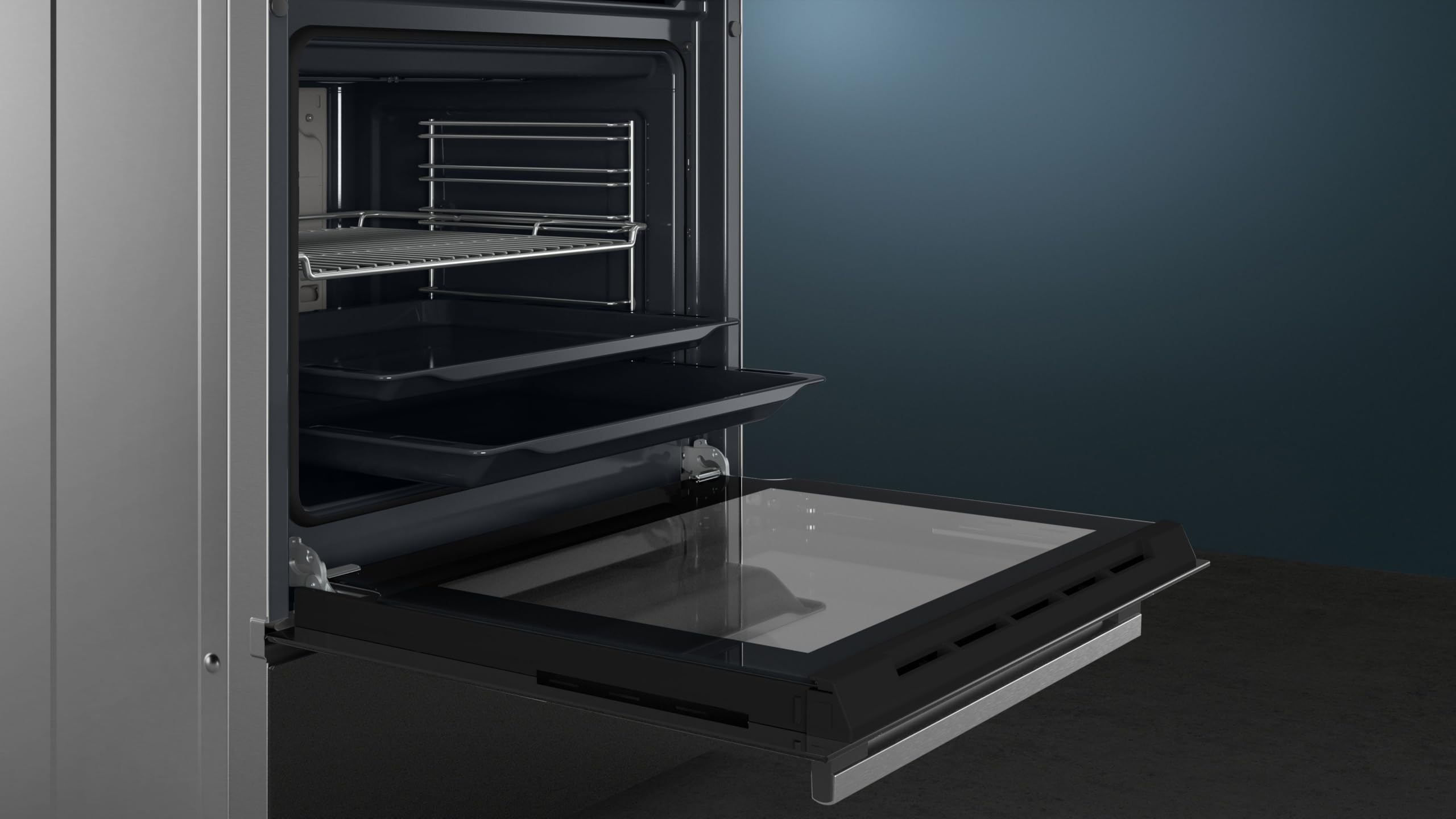 Siemens iQ500 HK9S5A240 Freistehender Elektroherd 60 cm Edelstahl 3D Heißluft ecoClean cookControl 10 Automatikprogramme