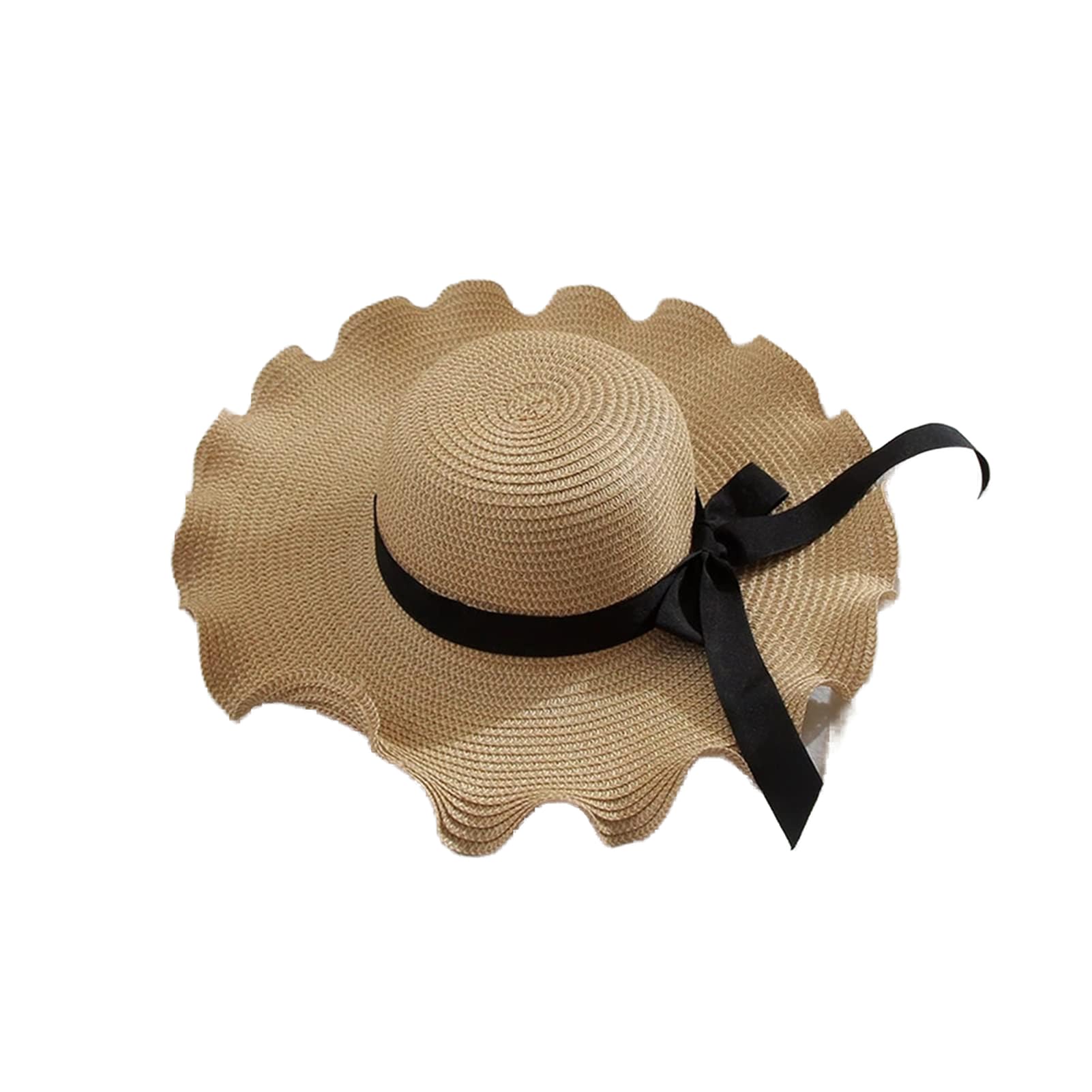 Strohhut für Damen, Strand, Sonnenhüte, Freizeit, Reisen, Urlaub, Zubehör, breite Krempe (B, Einheitsgröße)