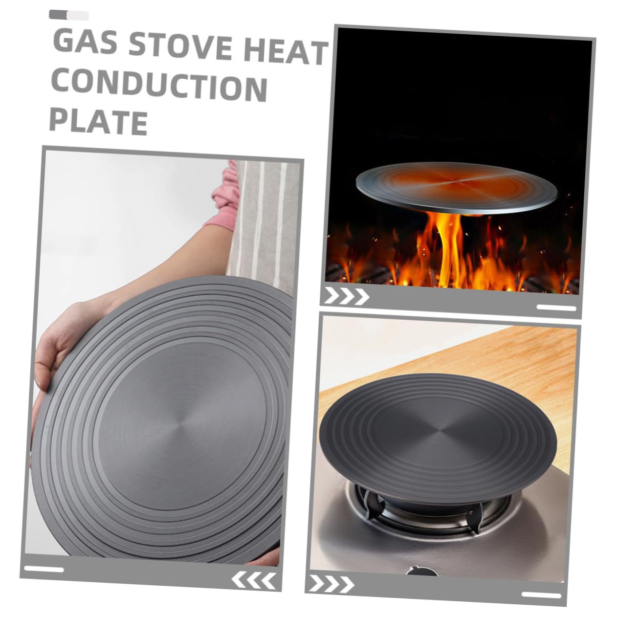 POPETPOP Placa Conductora de Calor para Estufa de Gas 24 Cm, Placa Difusora de Aluminio Negra, Protección Antiquemaduras para Utensilios, Compatible Cocina Interior y Camping, Accesorio
