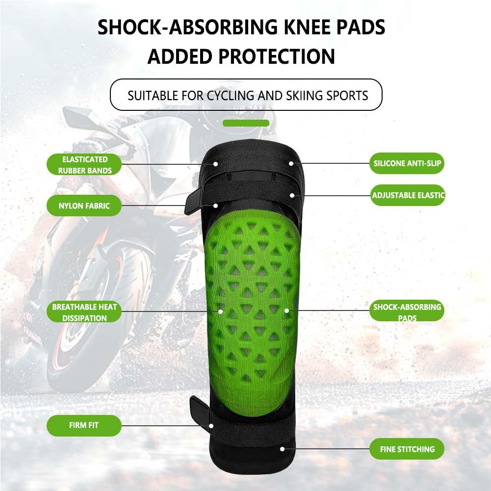 Motocross Coude Genouillères, Protège-Tibias Kit Protecteur avec Crash Pads en EVA Bande de Silicone Elasticité Réglable Elbow Brace