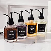 Vista 7 de Dispensador de jarabe de café MoliMoli - Botella de vidrio con bomba, 11.8 oz 350 ml, Juego de 2, Bomba negra mejorada