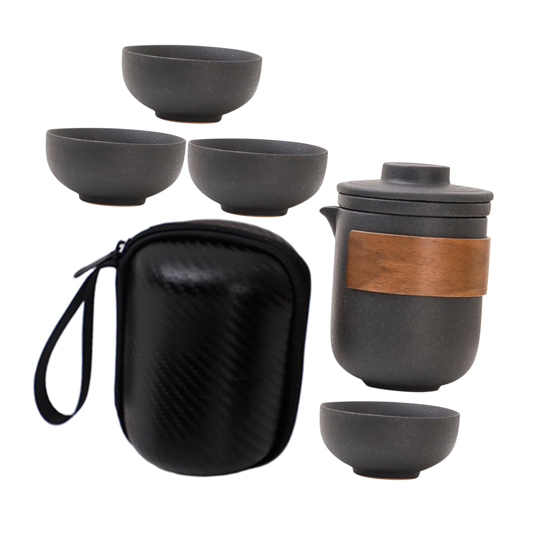 Juego de té portátil de viaje con tetera de cerámica y tazas para picnic