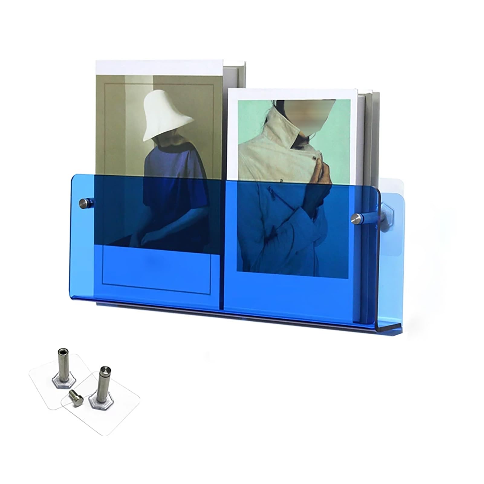 DUBTEDHOU Acrylic Wall Magazine Rack, Acrylic Wall Floating Media Display Shelf Multicolor Multiple Sizes