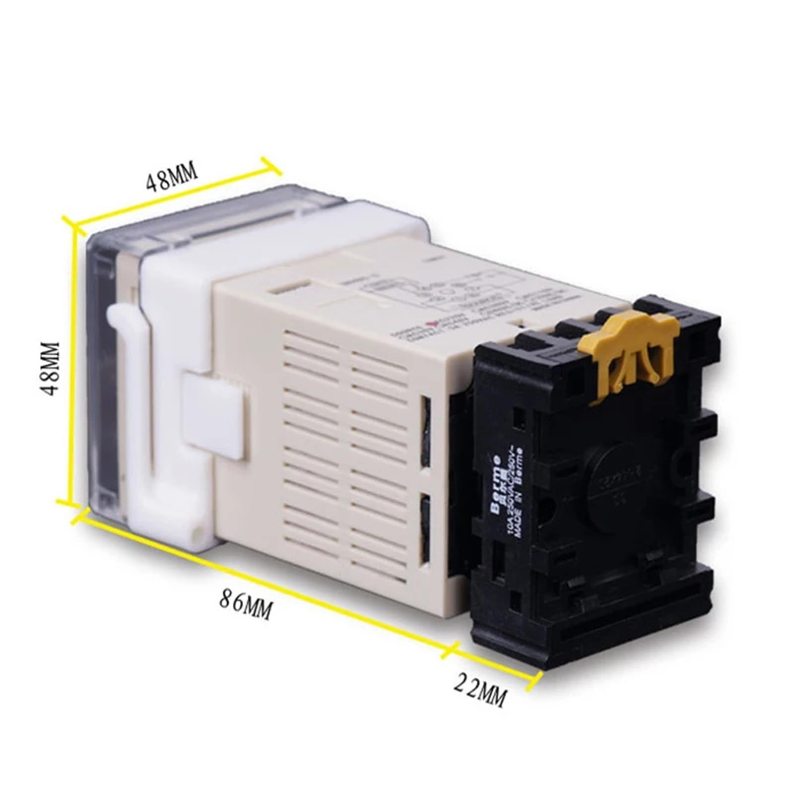 Relè temporizzato con display digitale programmabile AC/DC 24v-240v DH48S-S, controllo del ciclo, doppio relè a ritardo con presa di base(AC220V)
