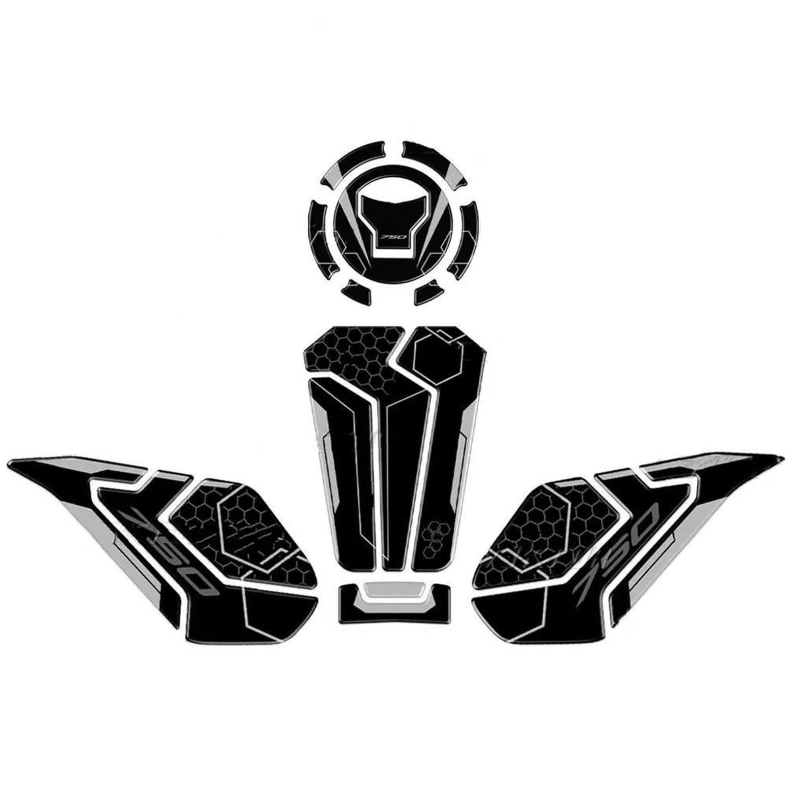 Adesivo per Serbatoio Carburante Adesivo per Serbatoio Moto per per Hornet 750 per Hornet CB 750 CB750 2023 2024 Kit di Adesivi Protettivi per Serbatoio Carburante in Resina(Nero,X-1)