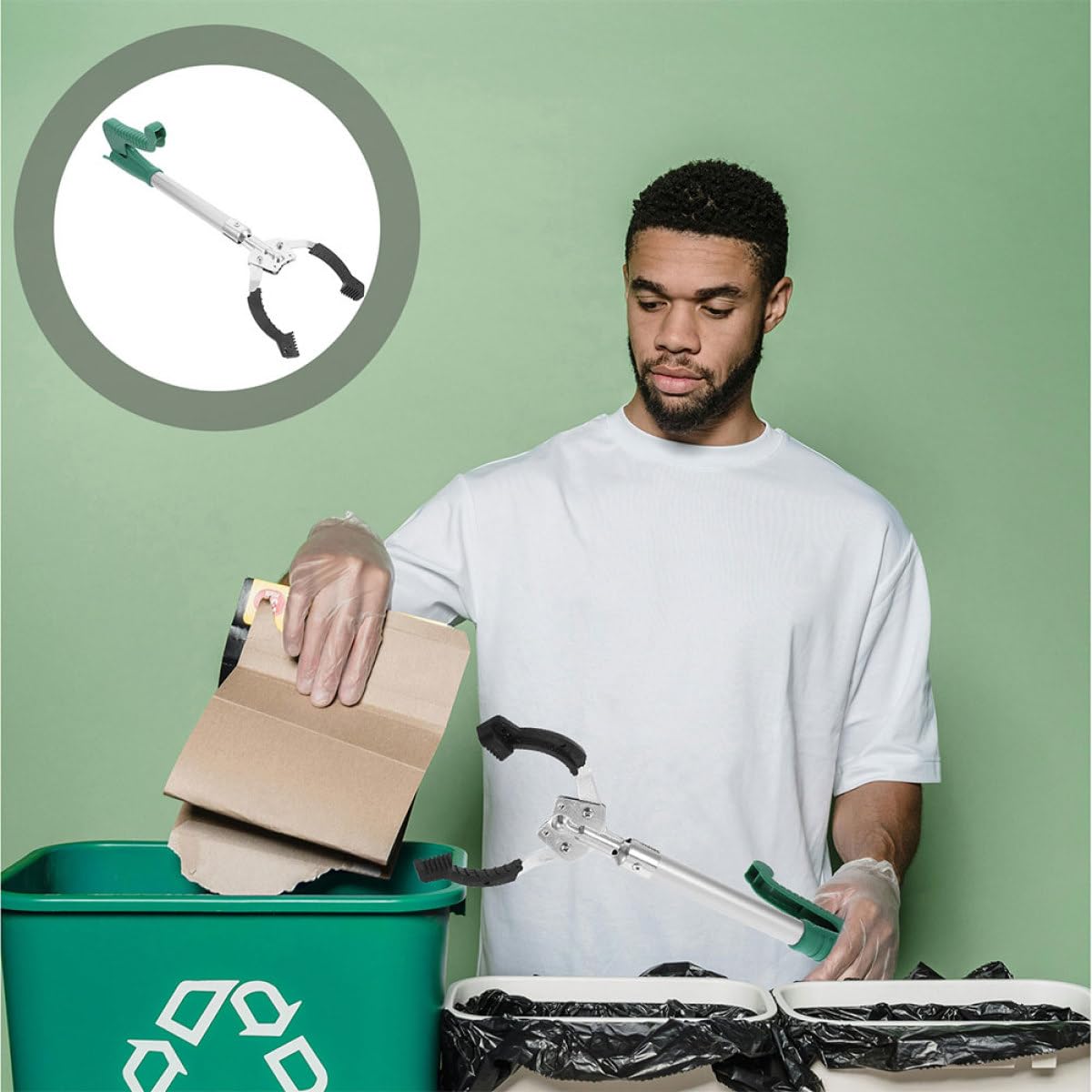 Pinza Raccogli Oggetti 2 Pezzi in Plastica 40cm Design Ergonomico per Raccolta Rifiuti Domestici e Pulizia