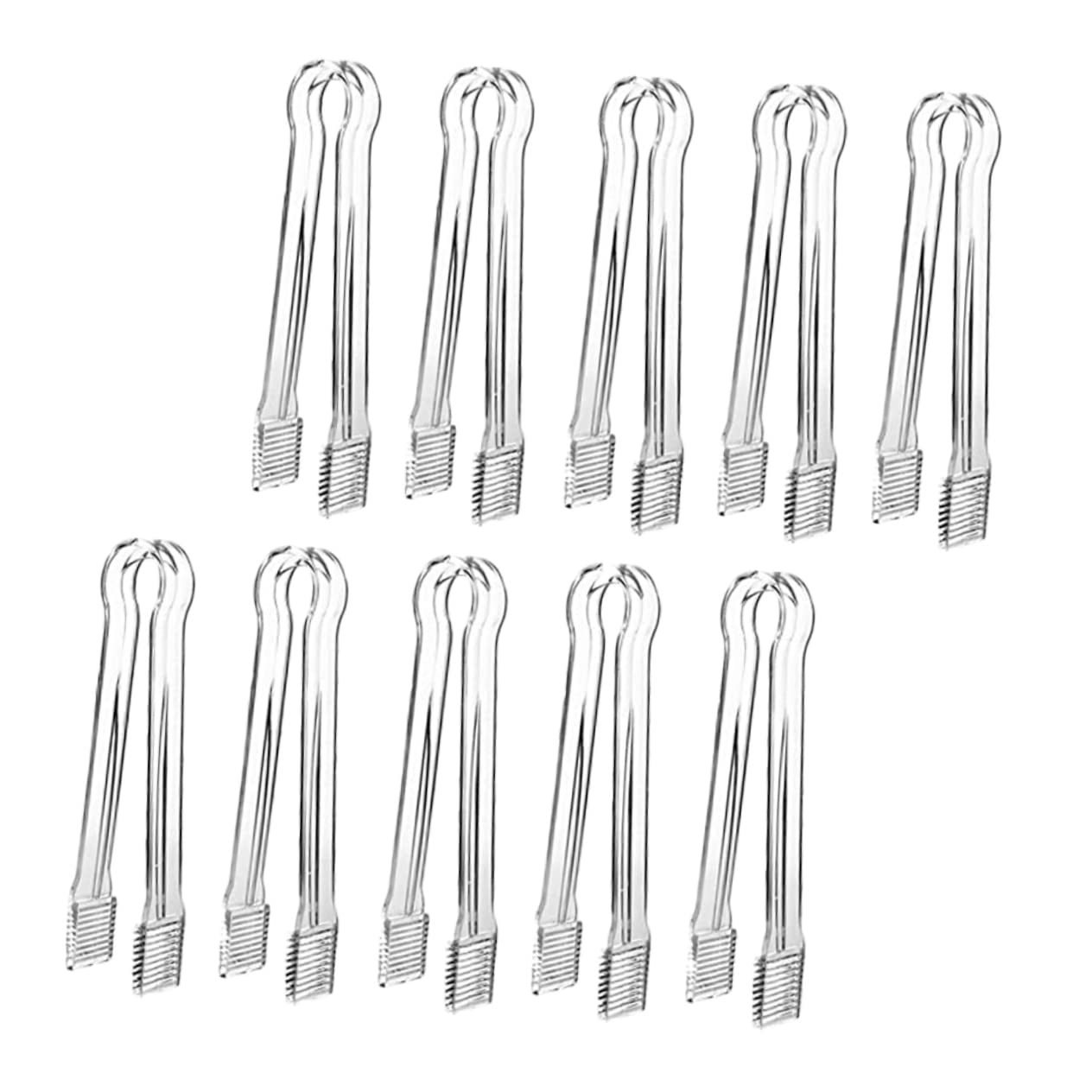 SOLUSTRE 10pcs Acrylic Ice Cube Clips Small Sugar Cube Tongs for Buffet Bar Ice Tongs for Ice Bucket Multipurpose Food Tong