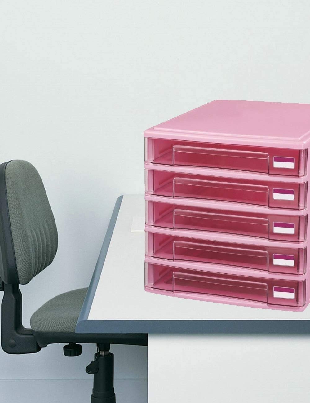 Mobile File/Rack, 5 Cassetti Desktop Plastic Storage Box Family Office Cabinet Desktop Archive Archive Manager,Grigio