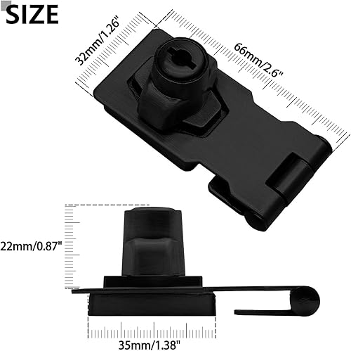 Miniatura 2 de Cerraduras de cerrojo con llave de 2.5 pulgadas, perilla giratoria con llave para puertas pequeñas, armarios (negro)