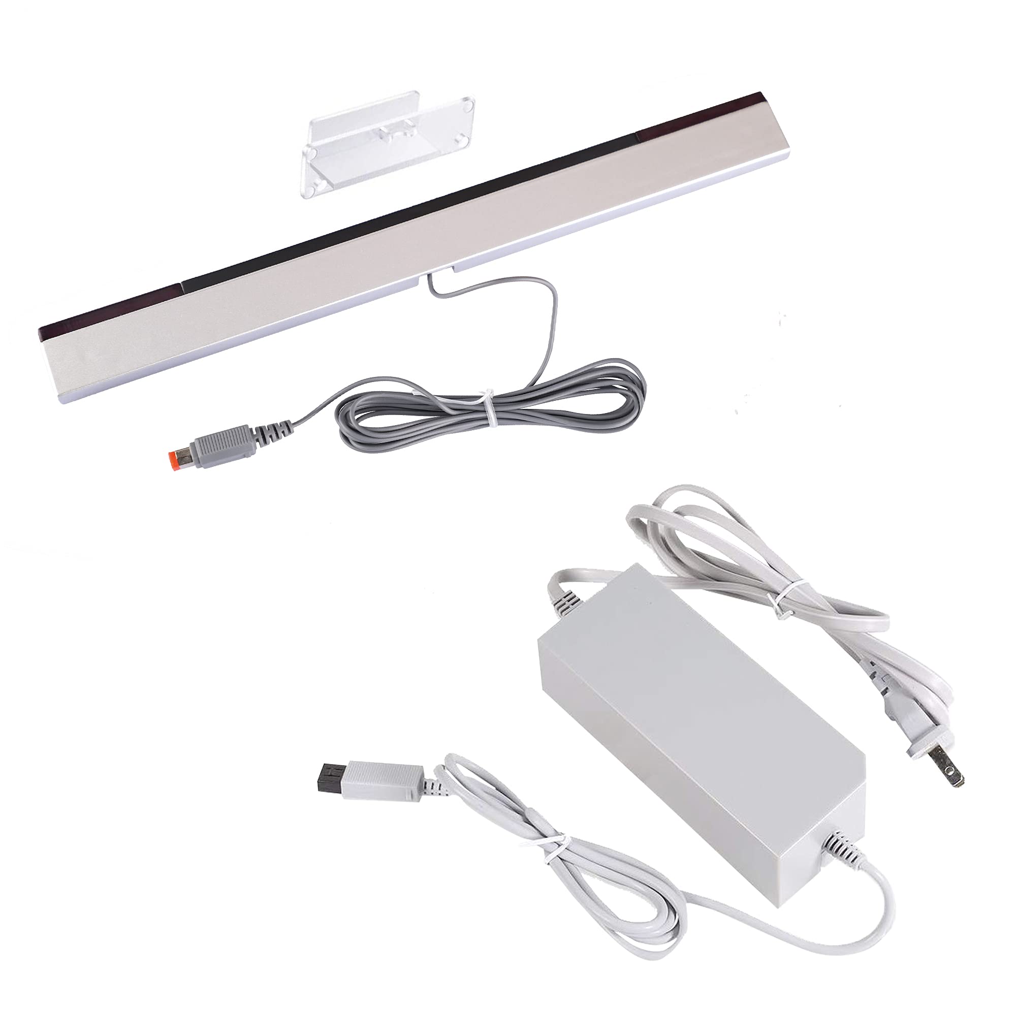Xahpower Games Accessories Bundle for Wii, 1 Pack Sensor Bar for Wii/Wii U and 1 Pack Charger for Nintendo Wii Console