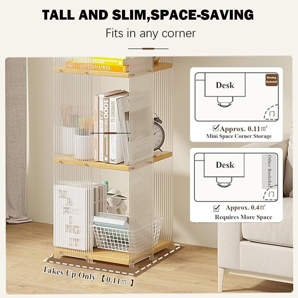 Amazon.co.jp: UPWONEA 多層回転本棚 透明アクリル本棚 360度回転