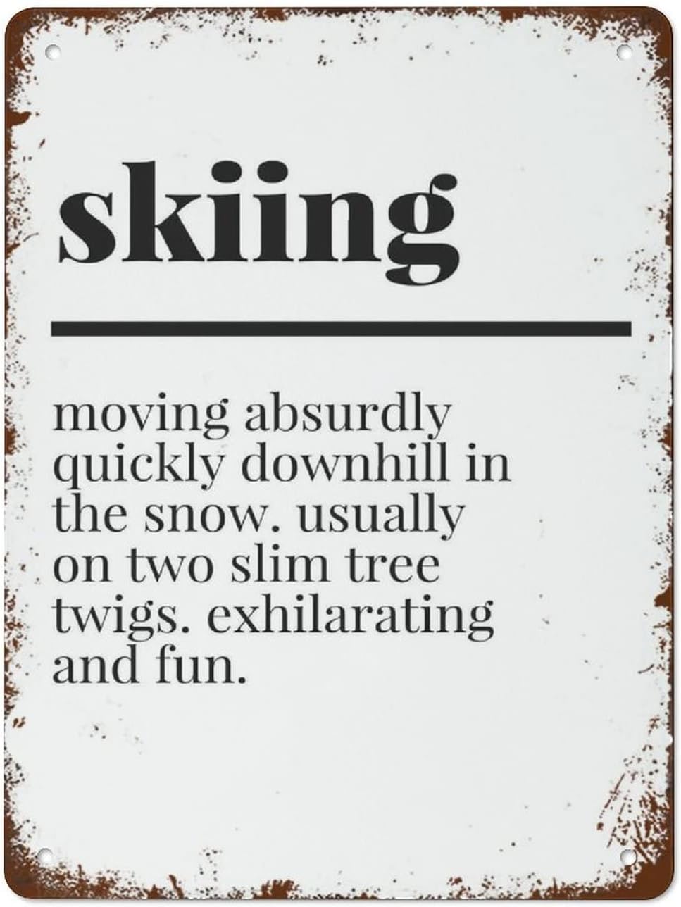 NAMEY Retro Metal Tin Sign Vintage Signs Skiing Definition