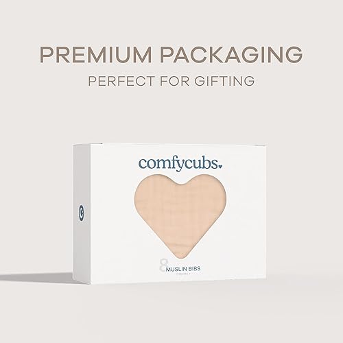 Miniatura 4 de Comfy Cubs Baberos de muselina para bebés, paquete de 8, suaves y altamente absorbentes, baberos para alimentar, babear y dentición, broches