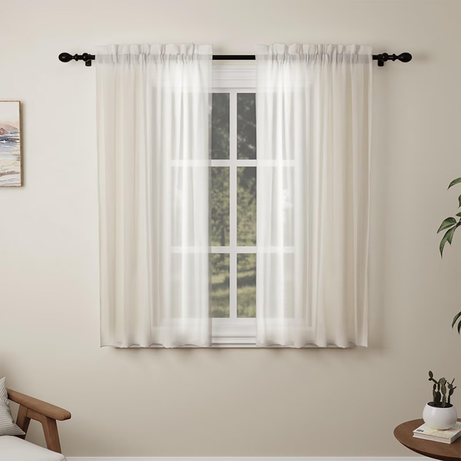 Pacok Beige Voile Curtains