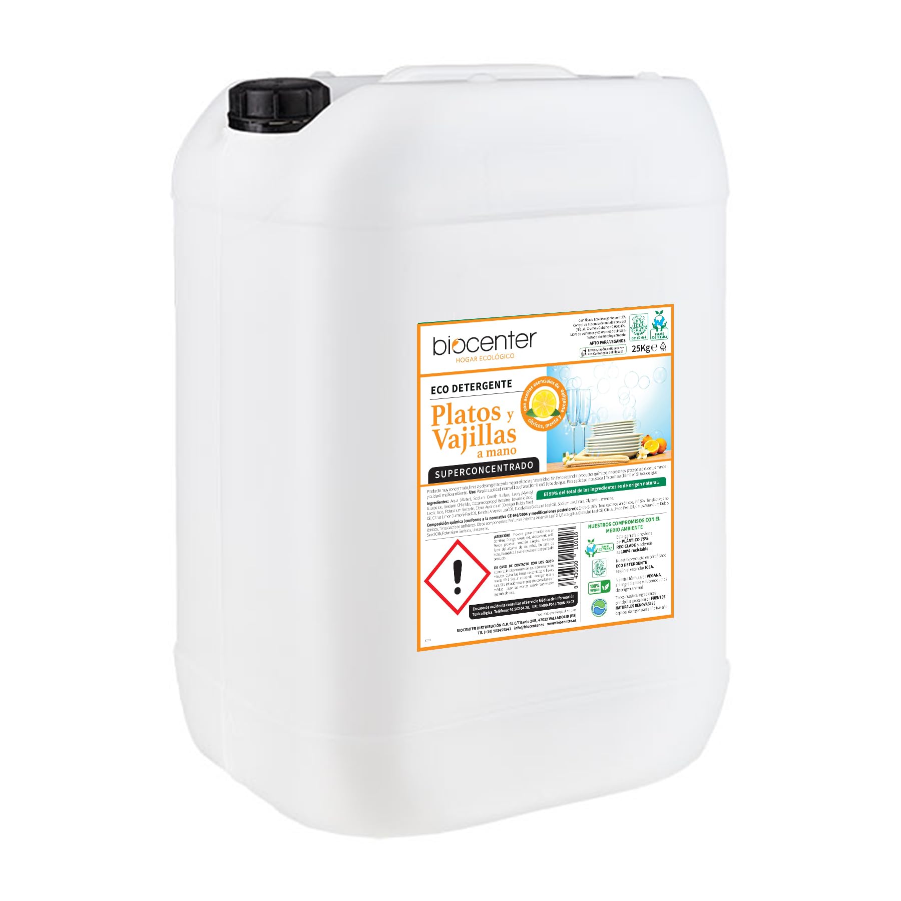 BIOCENTER - Lavavajillas a mano ecológico - formato a granel de 25 Kg con grifo