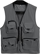 YOUTHUP Gilet Homme Pêche Safari 15 Poches Léger Respirant Multifonction Veste