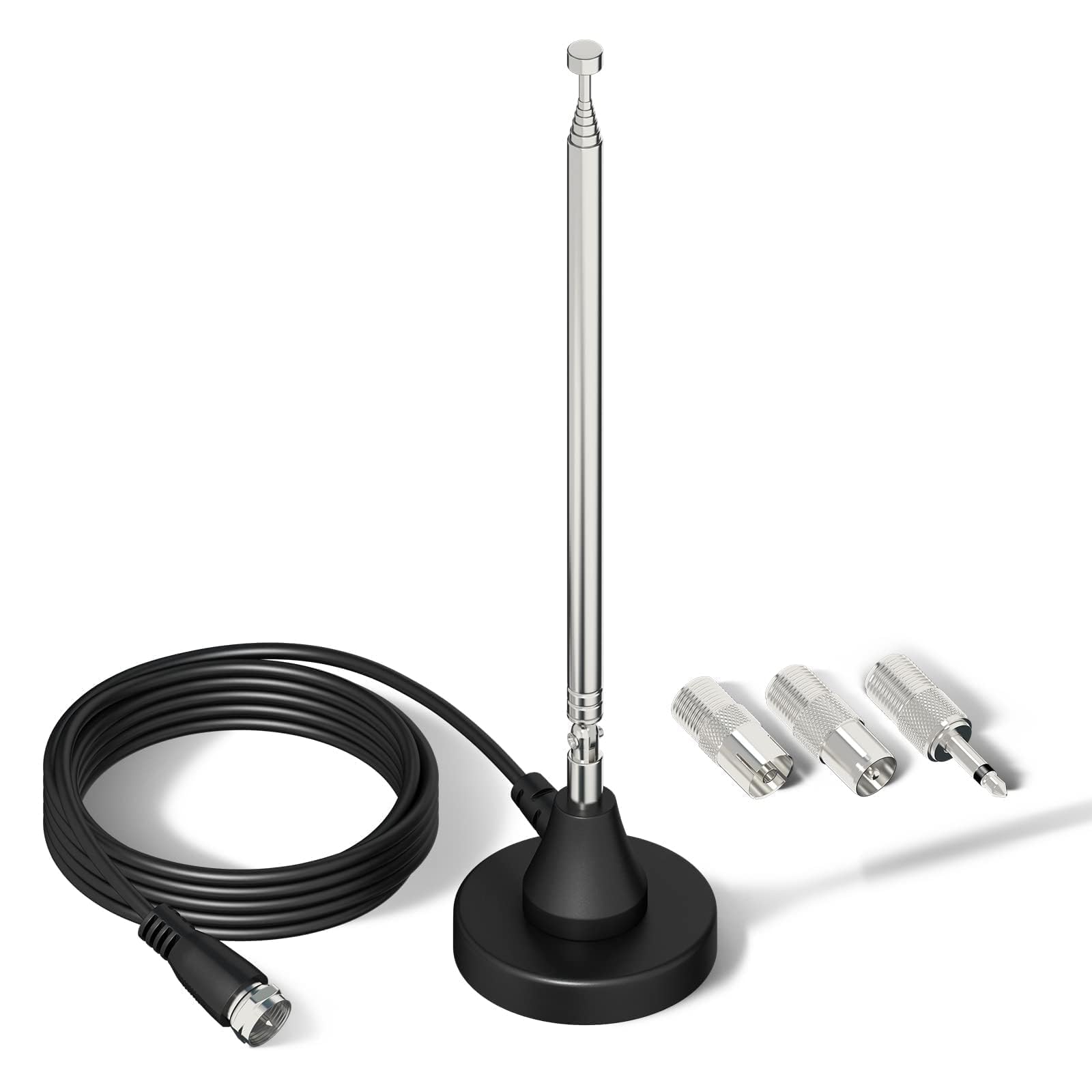 Bingfu Antenne Radio Dab FM Intérieure Télescopique 79 cm Antenne Numérique Amplifiée Maison avec Base Magnétique Câble de 3m pour Chaine HiFi Ampli Tuner FM Dab+ Dab Poste Radio Récepteur AV Stéréo
