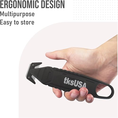 Miniatura 5 de Cortador de caja de seguridad. tksUSA here, tu cortador inoxidable, abridor de paquetes de acero. Paquete de cuchillos de seguridad con cuchilla de