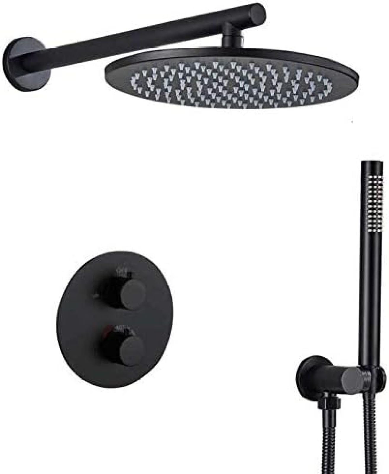 Ensemble de douche noir mat 12 pouces avec mitigeur à boîte intégrée et double poignée
