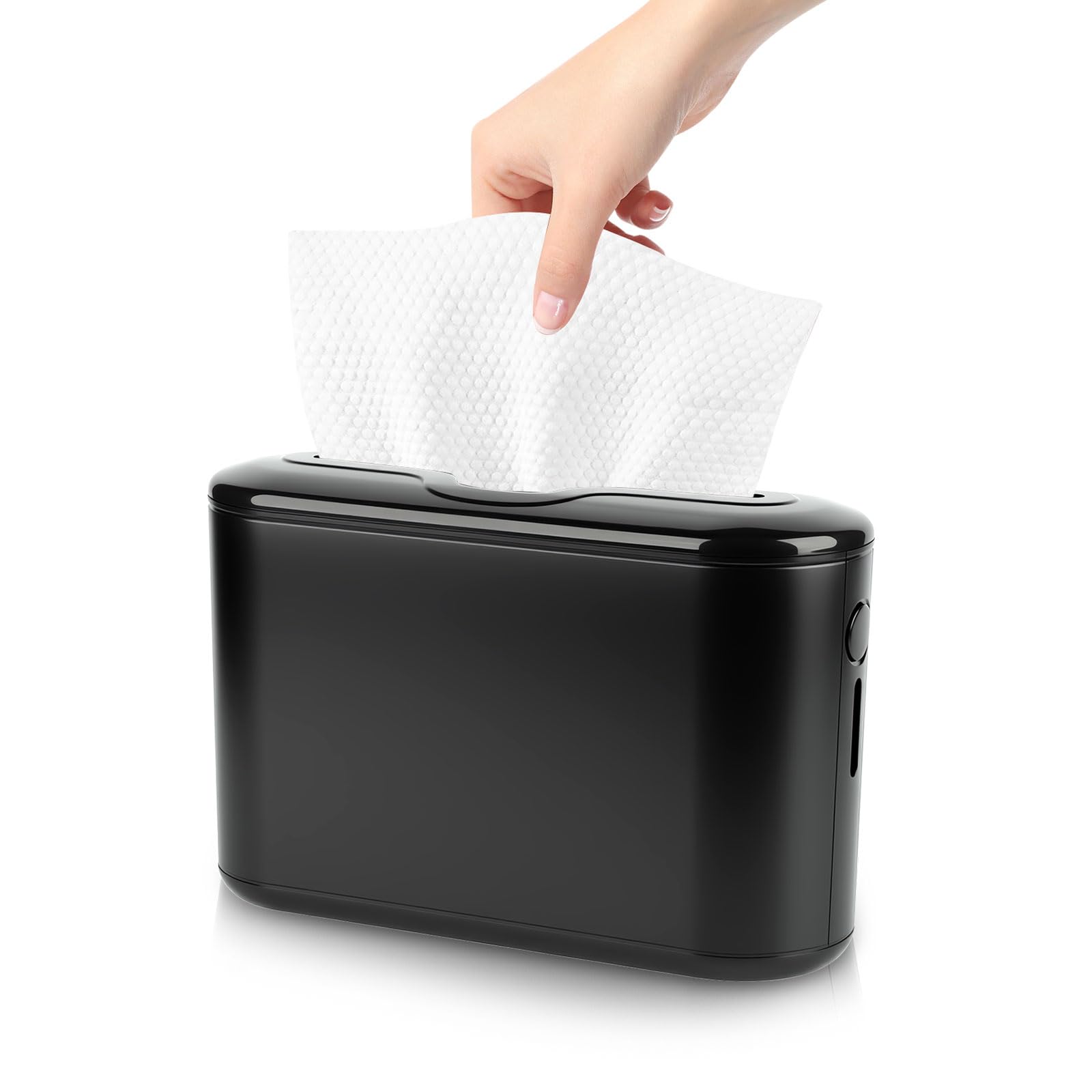 Dispenser da Banco/Tavolo per Asciugamani Intercalati, Dispenser Carta Asciugamani, Scatola Porta Fazzoletti, 200+ Fogli per Z-Fold e Salviette di Carta Multifold, 32 × 14 × 21.8 cm (Noir)