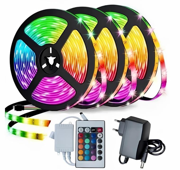 Fita Led 5Metros RGB 5050 IP65 - Kit Completo Controle E Fonte (5...