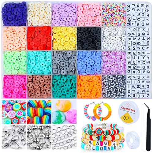 Lishang 4410 Piezas Kit Bolitas Abalorios para Hacer Pulseras Collares Cuentas Arcilla Polimerica Adultos Cuentas Colores bolas Caja Bolitas Pulseras Letras Beads Niñas Pendientes DIY Regalo Cover