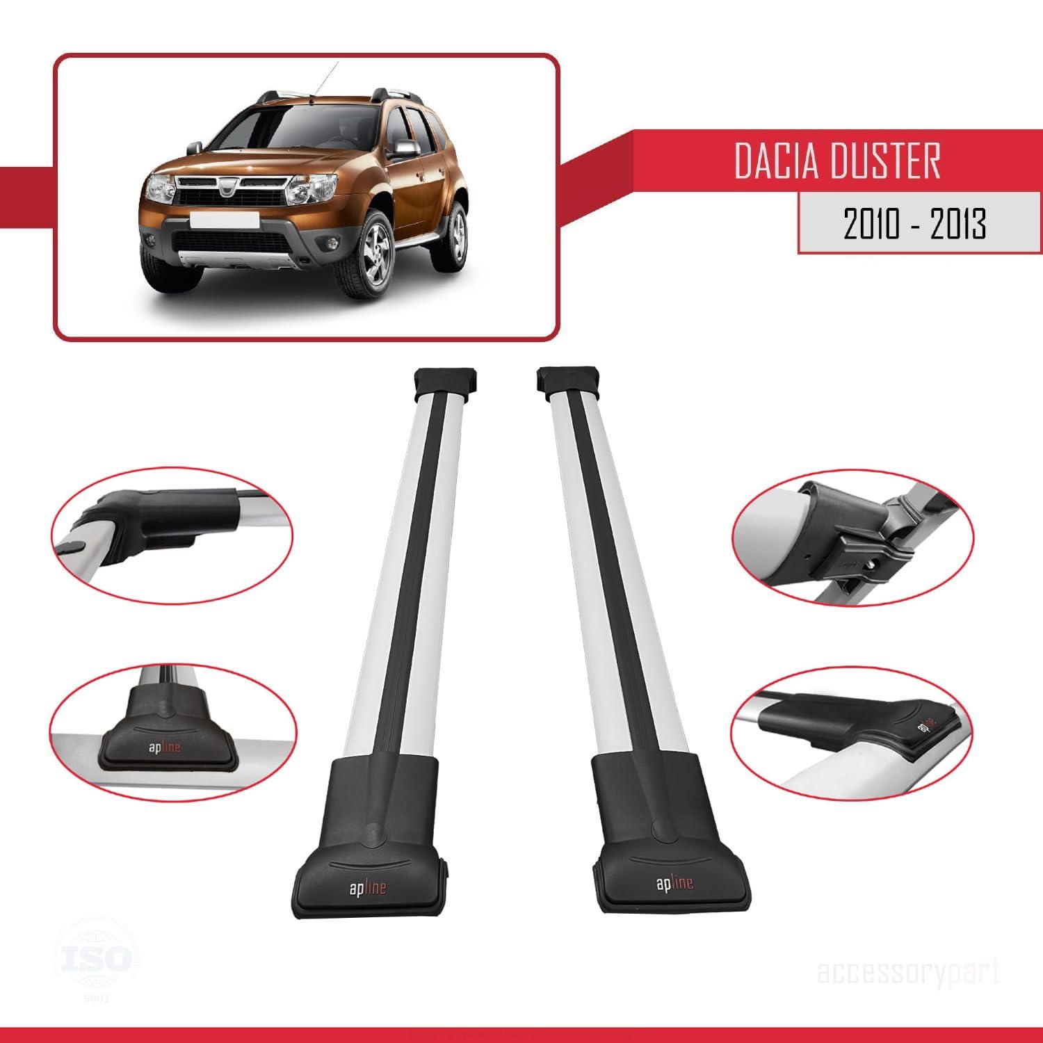 Per Dacia Duster 2010-2014 Barre Portatutto Portapacchi Barre Tetto FLY Modella GRIGIO