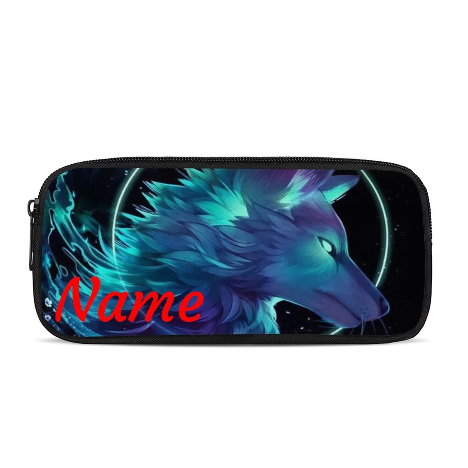 Belidome Wolf Pencil Case with Name Custom Pen Bag Holder Back to School Supplies