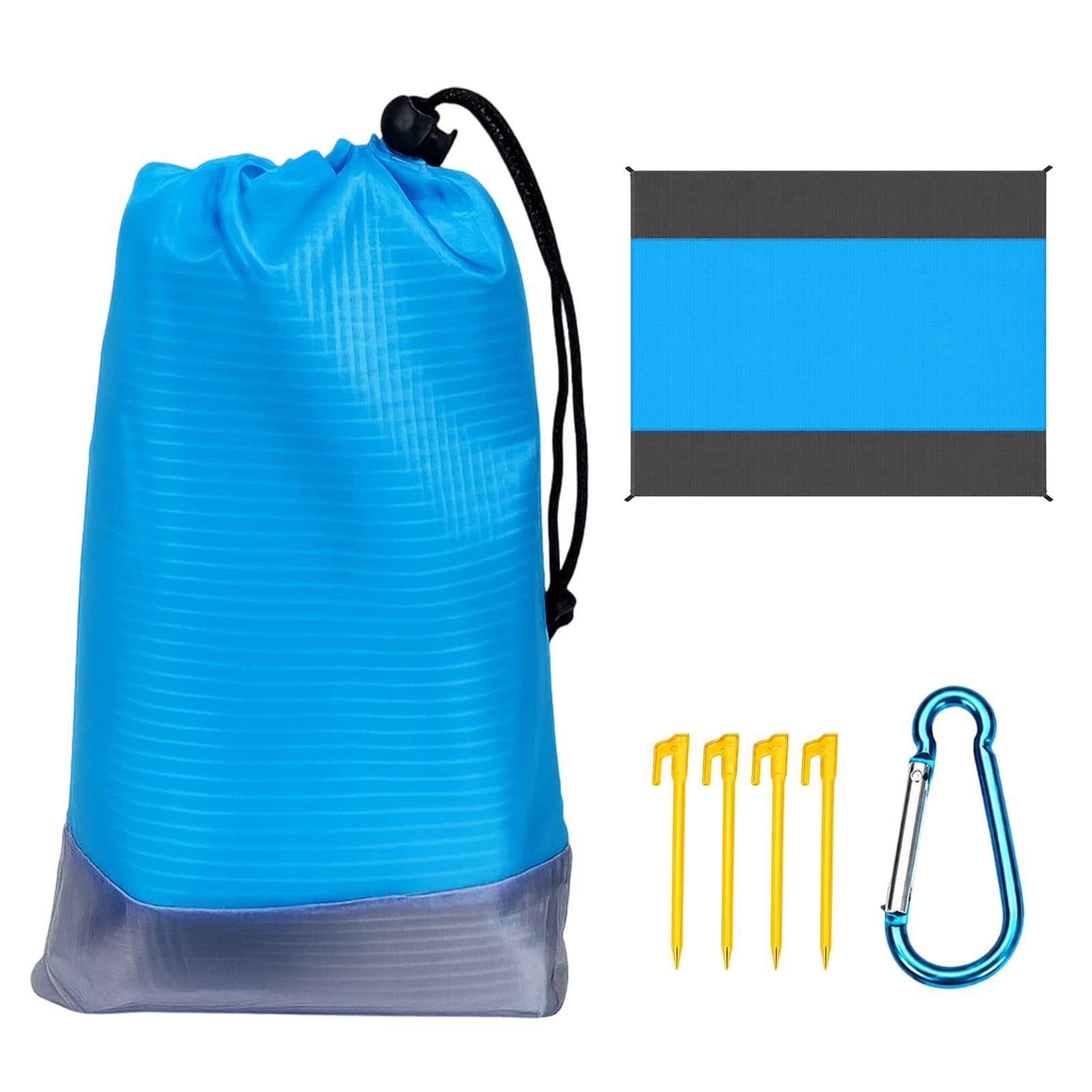 DXPETA Picnic Blanket Camping Mat, Outdoor Waterproof Beach Mat for Family Picnics and Travel, 200 x 140 cm with Ground Stakes and Storage Bag