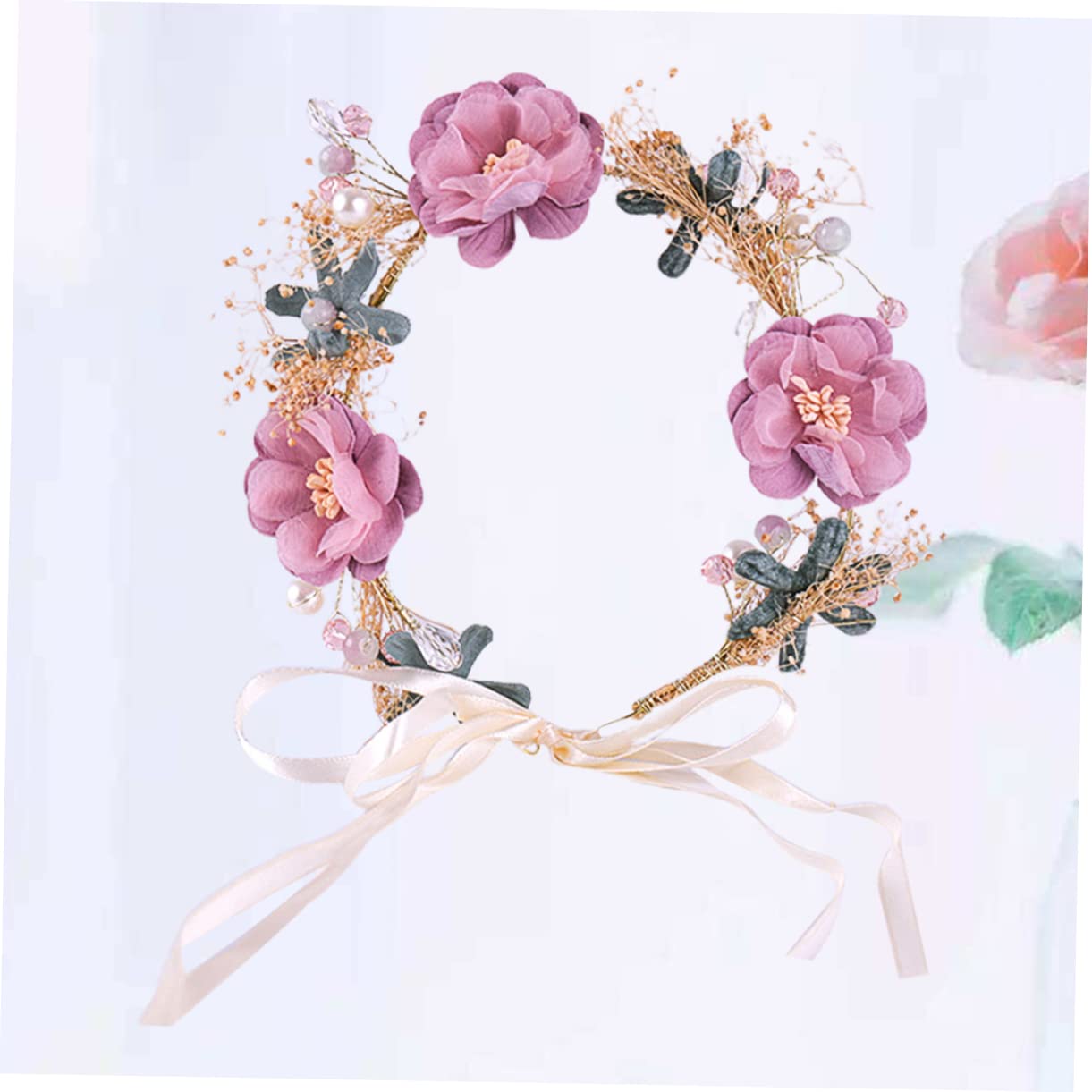 Bandeau à Fleurs Rose en Plastique pour Coiffure Élégante