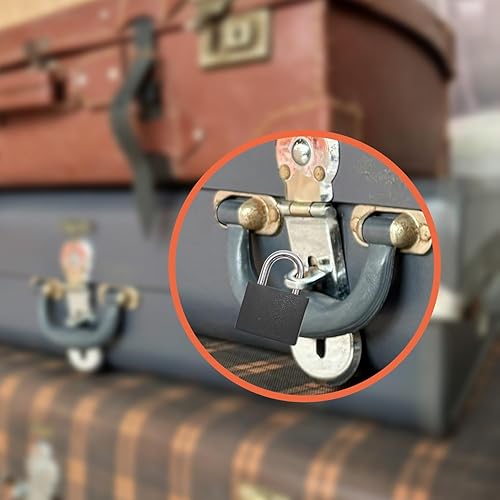 Miniatura 3 de Paquete de 4 cerraduras de equipaje, mini cerraduras para maleta con llaves, candado pequeño multicolor para taquillas, mochilas, cajas (negro,