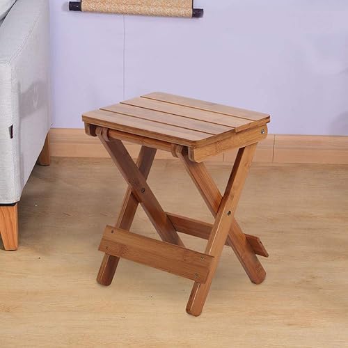 Miniatura 2 de Mokernali Taburete plegable de bambú, reposapiés de ducha, asiento de ducha plegable de bambú para afeitarse piernas, bancos de ducha de bambú para