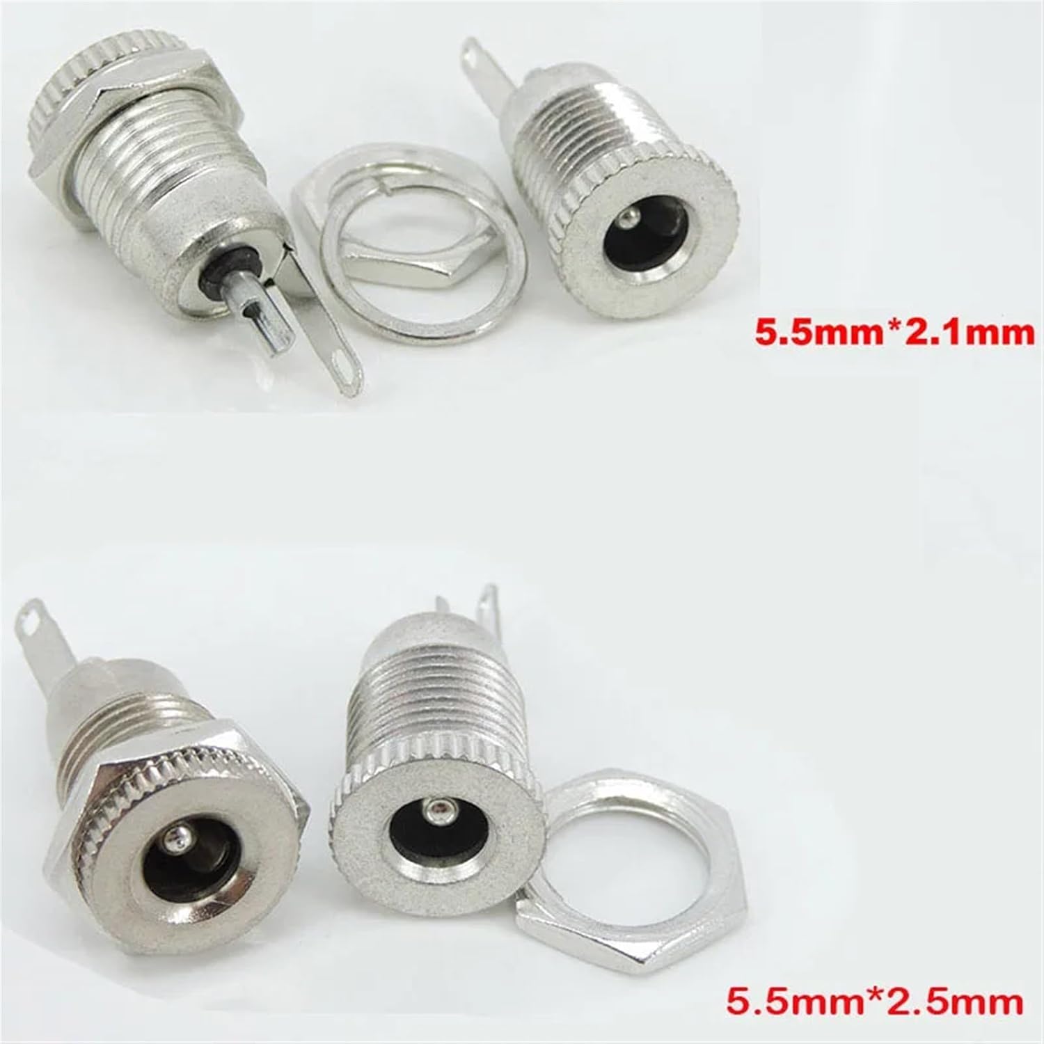 DC099 DC Female Power Jack Socket Panel Mount Connector Metal 5.5 mm x 2.1mm 2.5mm DC-099 Open Hole 11MM 5.5 * 2.1 5.5 * 2.5(5.5x2.1mm,2pcs)