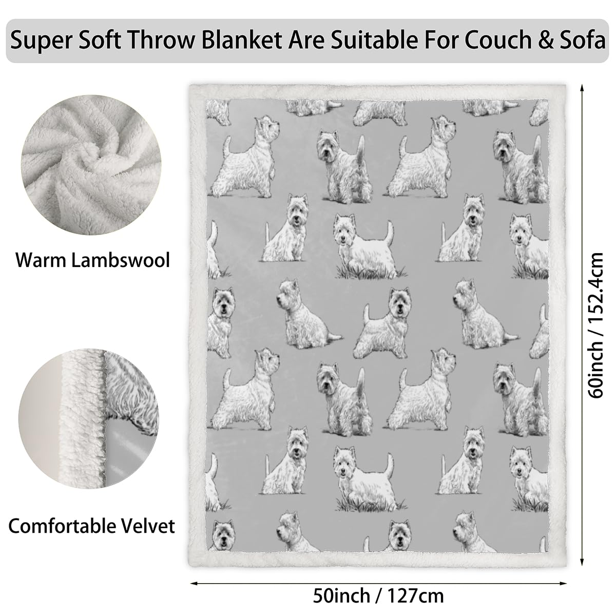 Abaysto Coperta natalizia per divano, coperta natalizia in soffice microfibra, per letto, divano, divano-gnomo, grande, 127 x 152 cm