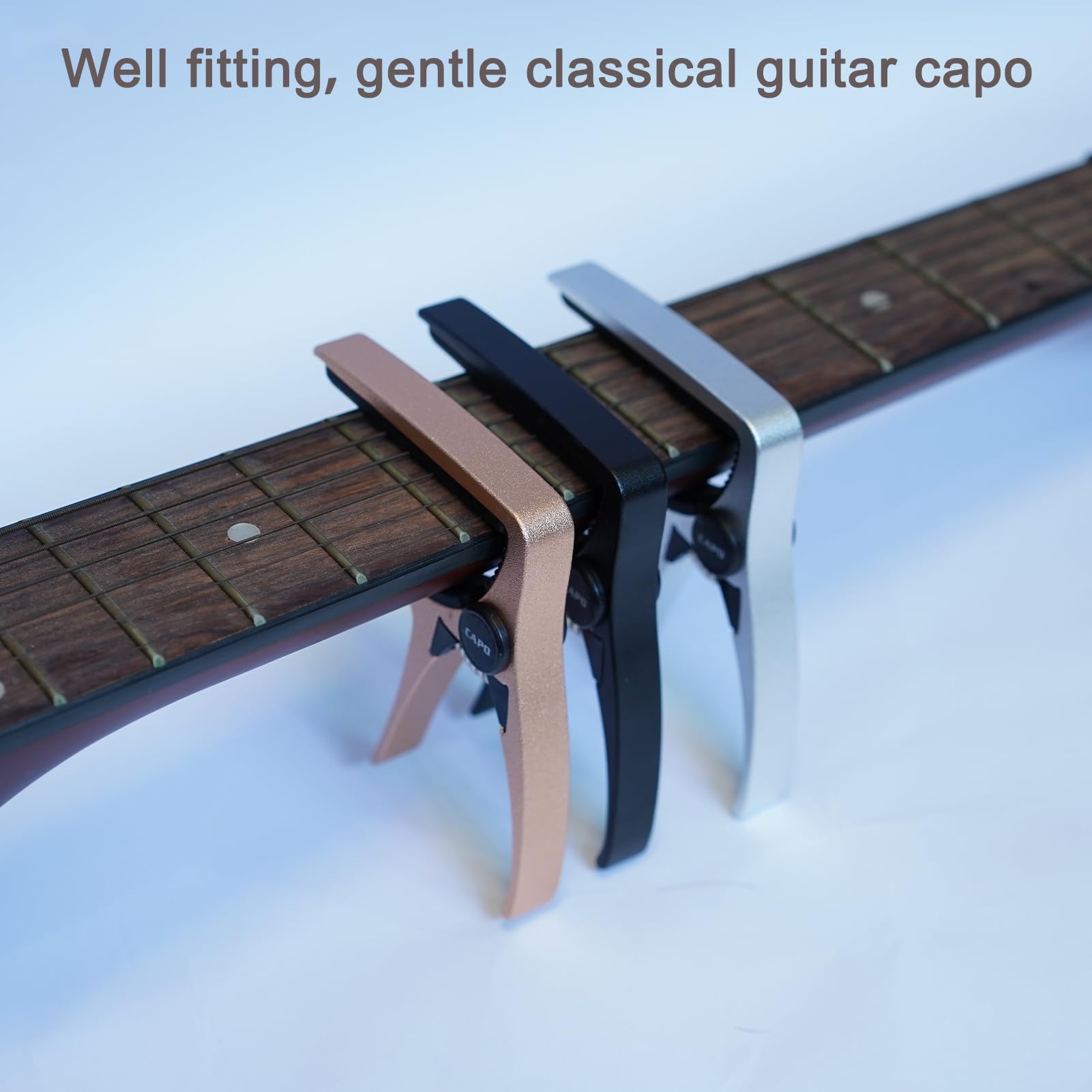 MEDIORAYS Classical Guitar Capo for 6 String Guitar and Mandolin Bass, Big Size Professional Acoustic and Electric Guitars Capo Lightweight (ClassicalCapo-gold)
