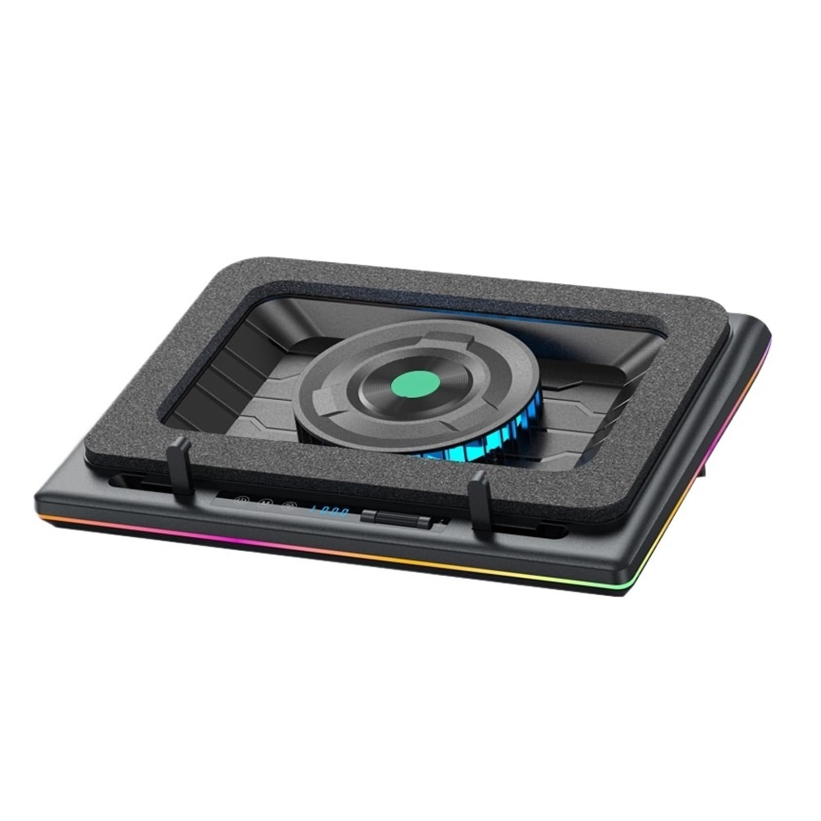 Enfriador De Portátil For Juegos V12 con Potente Ventilador De Turbina De 5,5 Pulgadas, 15,6-21 Pulgadas, Velocidad Ajustable, Control Táctil, Pantalla LCD(RGB Lighting EU)