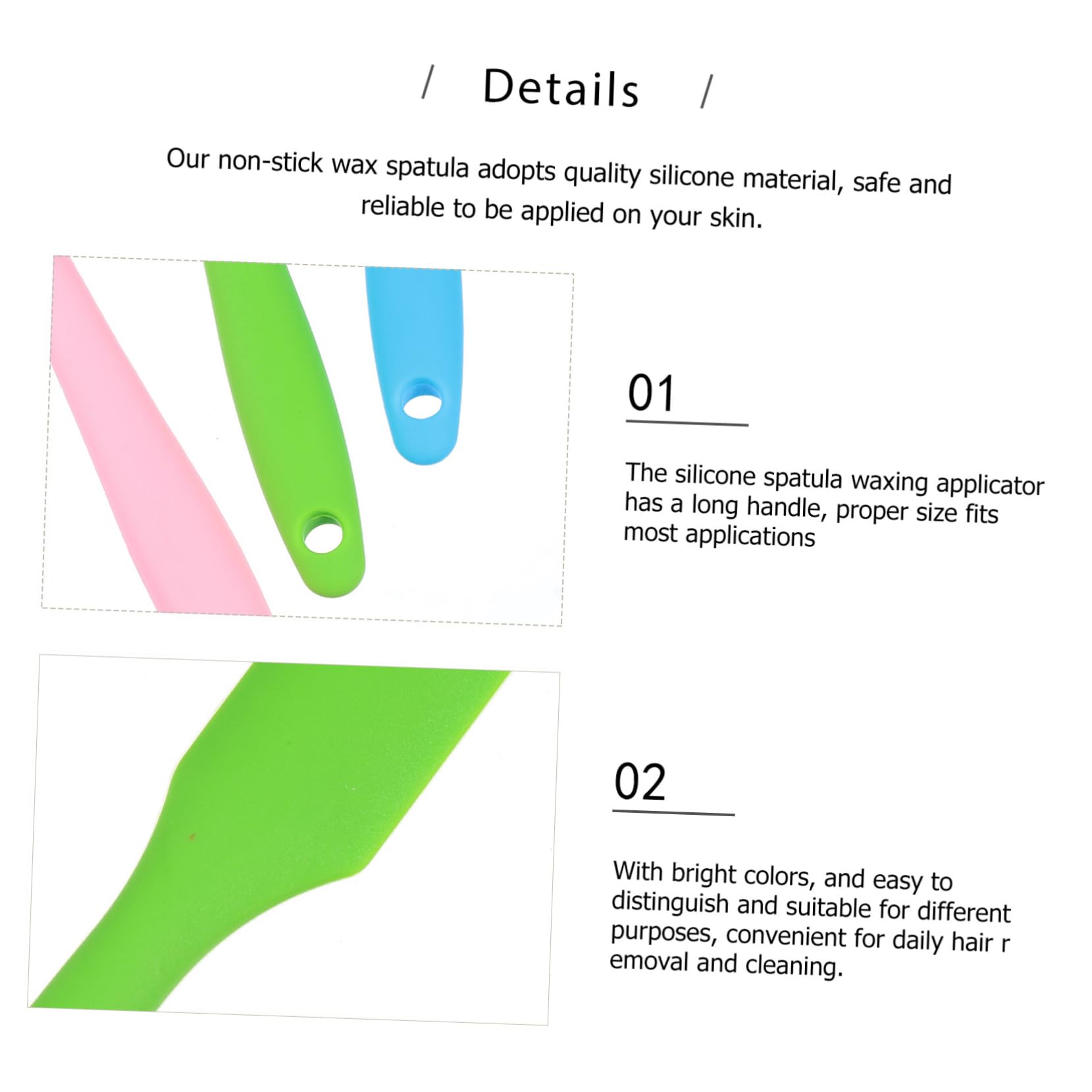 OSOLADY 3Pcs Silicone Wax Sticks Applicators for Hair Removal Non Stick Reusable Easy to Use Depilatory Tools for Body Waxing Multi Color Design for Everyday Use