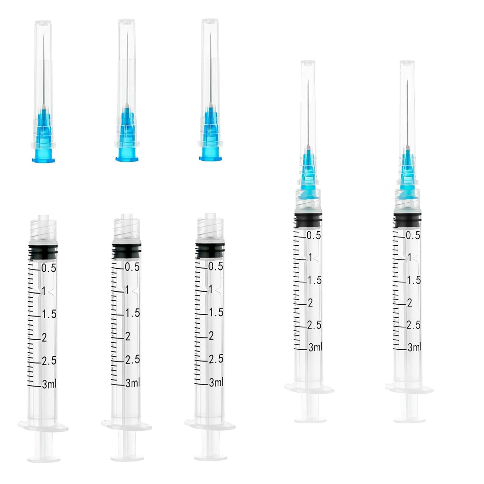 20 Pack 3ml/cc 23G 25mm Plastic Multiple Uses Measuring Tools with Accessories