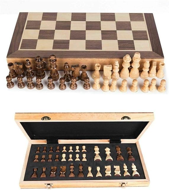 CMY Wooden Chess Set Magnetic Pieces Travel Chess Set For Kids Adults Folding Wooden Chess Set Chess Board Game Portable 30 x 30 cm