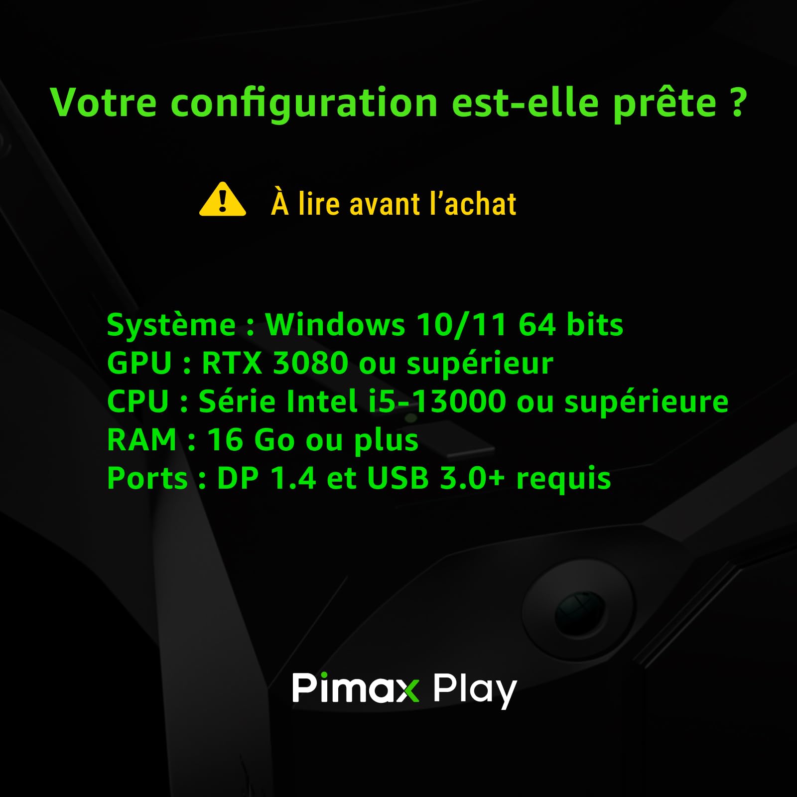 Pimax Crystal Light Prime Vision Casque VR pour PC, Résolution 8K, 2 Manettes, Compatible avec Les Jeux SteamVR