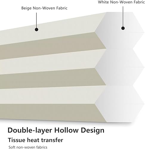 Miniatura 73 de Changshade Persianas celulares opacas de arriba hacia arriba, sin cordones, para ventana de interior, aislamiento térmico, persianas de panal