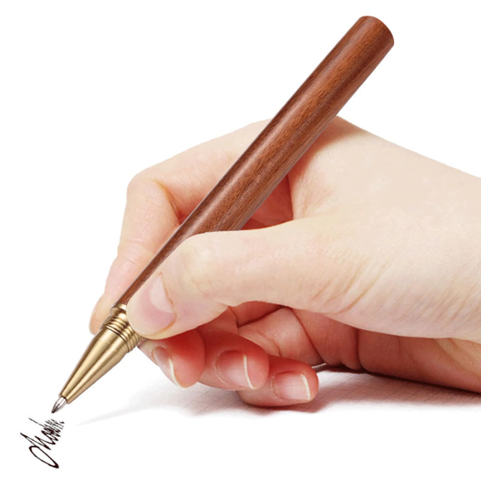 Penna gel con inchiostro gel, 2 pezzi, con tappo rotante in legno, 0,5 mm, penna da scrittura per diario, scrittura, penna da lavoro, 147 cm, inchiostro nero