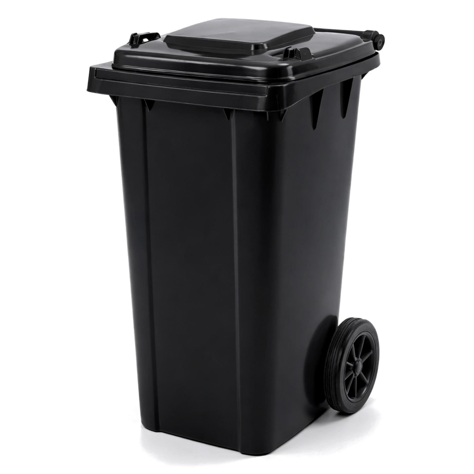 Oypla 240L Black Wheelie Bin for Household Outdoor Garden Waste with Rubber Wheels
