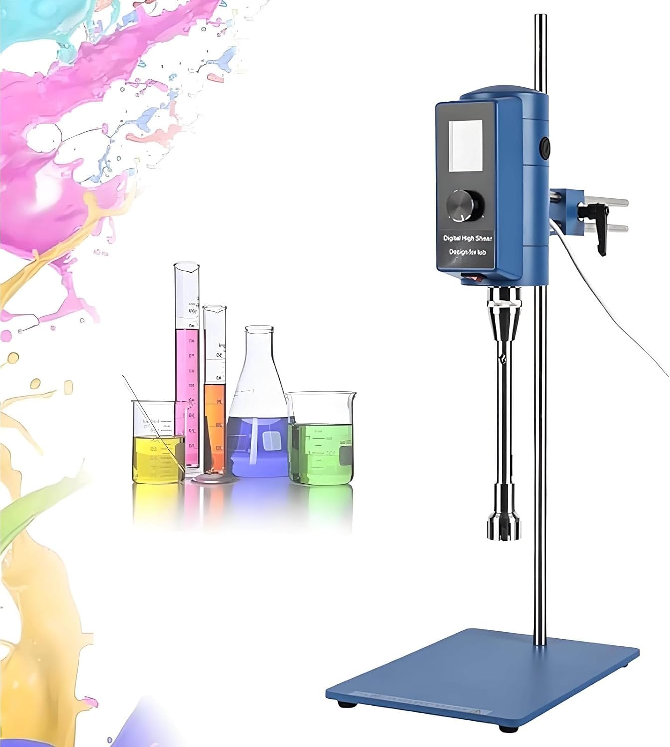 500w High Shear Homogenizer, 2000-28000rpm Digital High Shear Mixer Emulsification Machine Emulsion Homogenize Dispersion Machine Lab Homogenizer Emulsifier with Lcd Display for Cosmetic Mixing 36G