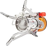 Vista 6 de Portable Camping Stove with Piezo Ignition 3000W Windproof Backpacking Stove Compact Gas Burner for Butane/Propane Mix Stable Support for 1-3