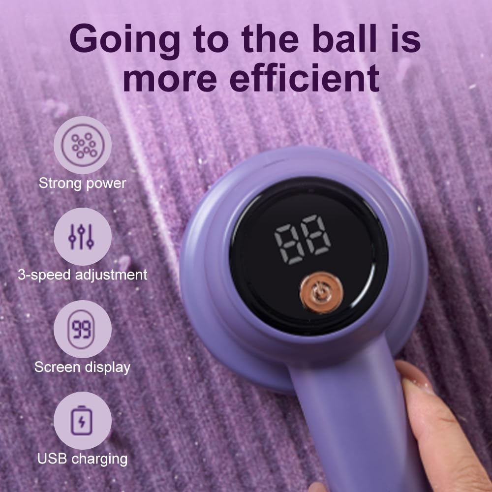 Afeitadora de tela recargable, removedor de pelusas eléctrica 2025, 3 modos de eliminación de pelusas para ropa, pantalla LED digital para quitar bolitas para ropa, muebles y sofá (blanco)