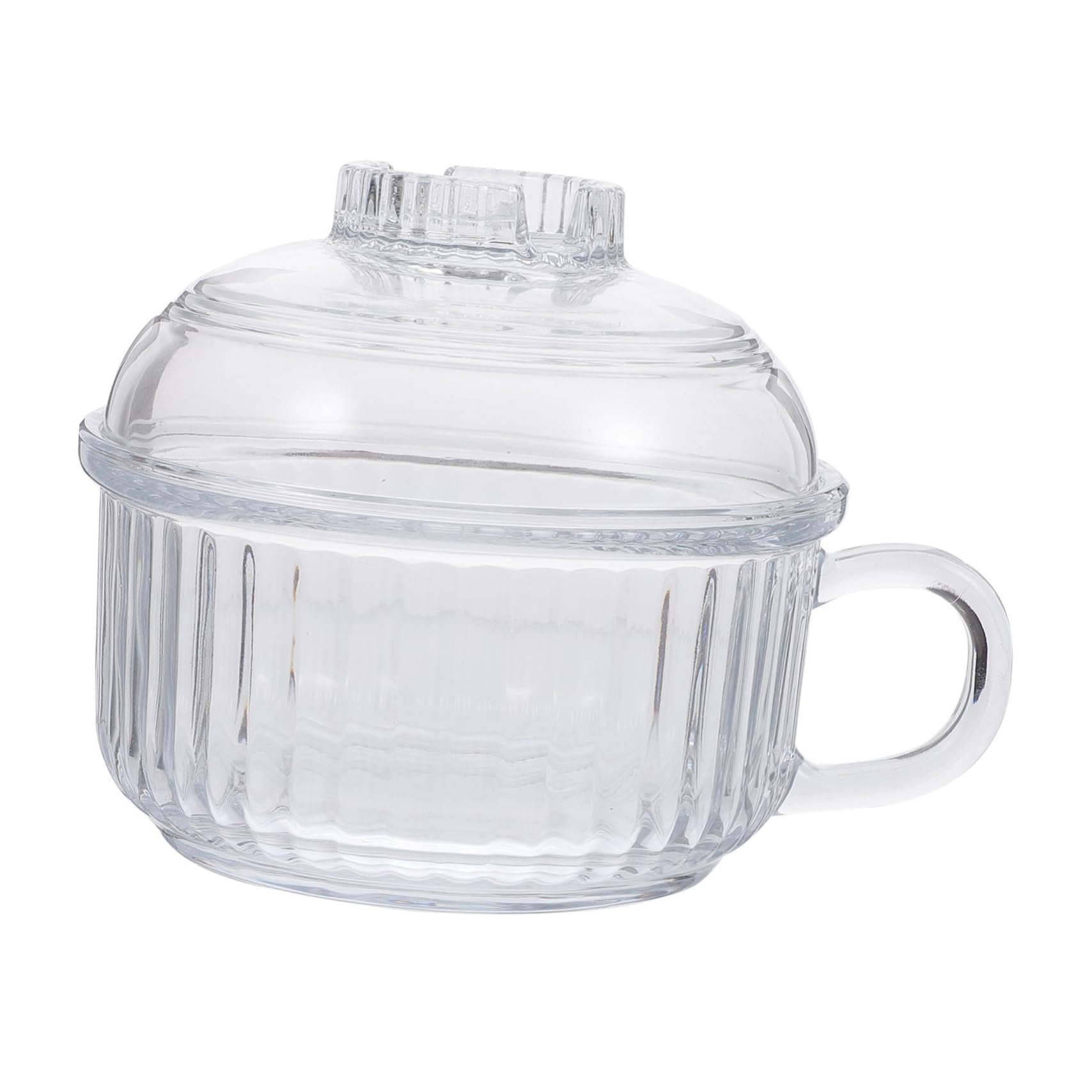 Hemobllo Bol en Verre Bol Rond avec Couvercle et Poignée de Style Japonais Résistant à Chaleur pour Micro-ondes, Résistant la Chaleur, pour Nouilles et Soupe la Maison