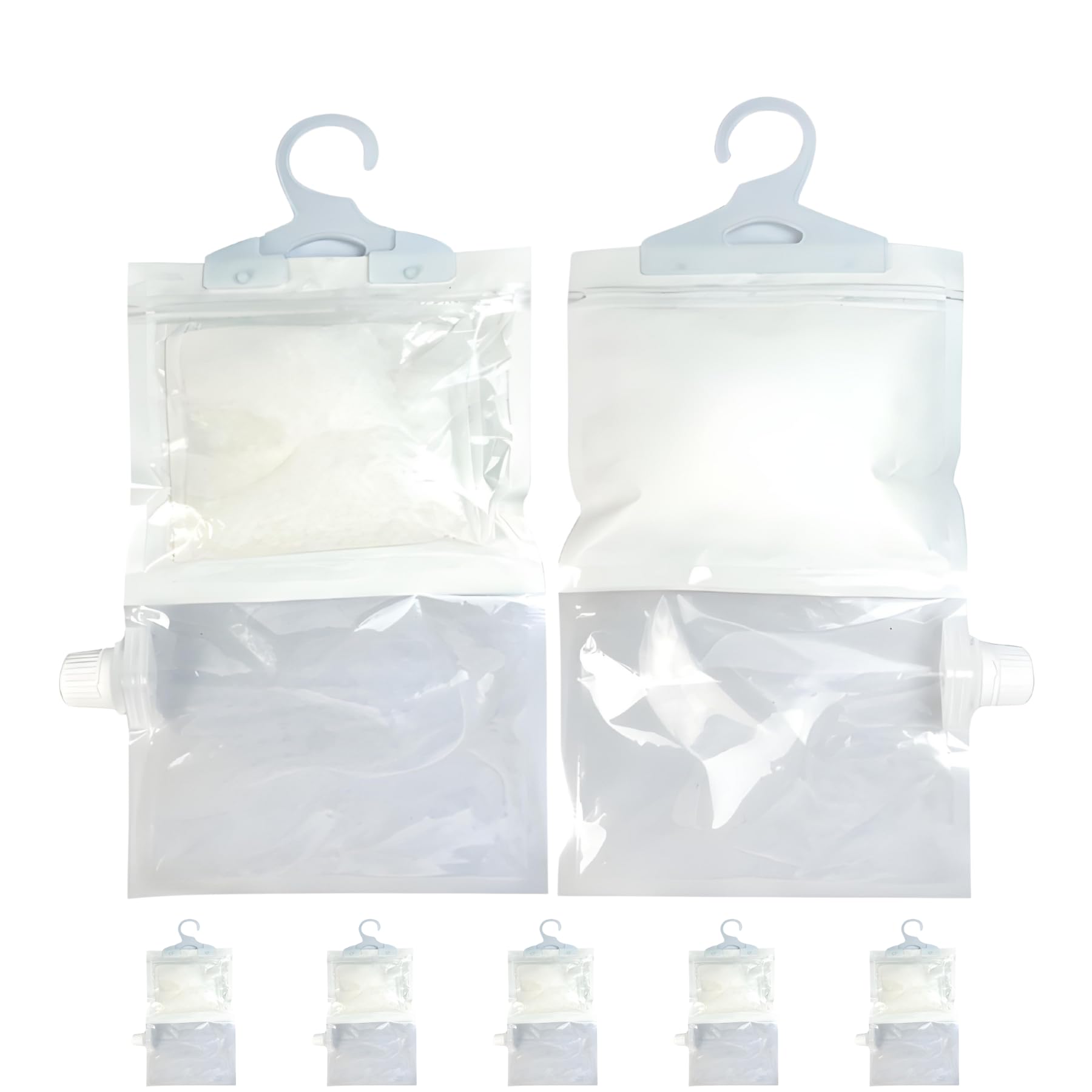 (5 Pack) Reusable Dehumidifier Bags, Moisture Absorbers,Desiccant Dehumidifier, Closet Dehumidifier, Calcium Chloride Replaceable (Dehumidifier Bags 5 pcs + 5 packs of desiccant)